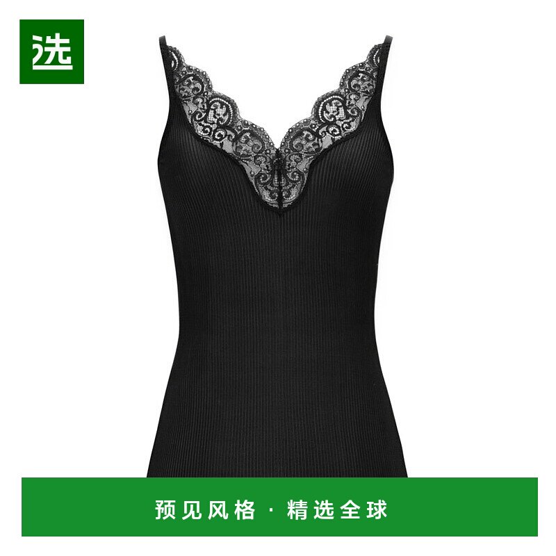 香港直邮Saint Laurent 罗纹真丝蕾丝背心 796843Y37SM性感吊带