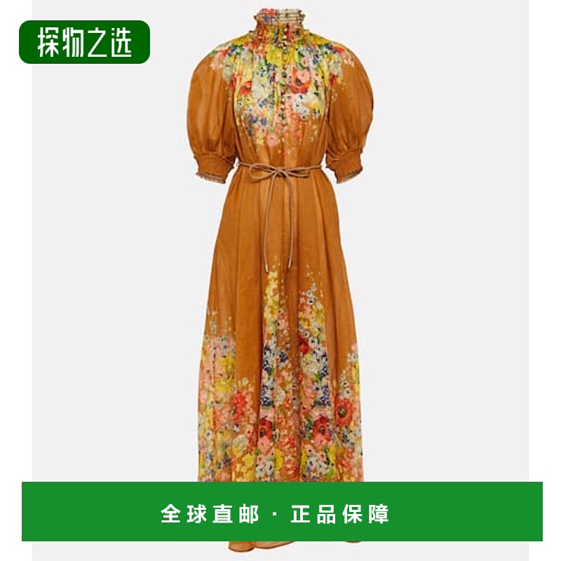 1h可退 香港直邮ZIMMERMANN 女士 Alight 花朵长款连衣裙长裙