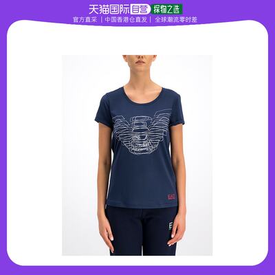 香港直邮EMPORIO ARMANI 女士蓝色棉质T恤 3GTT04-TJ28Z-1554