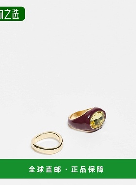 香港直邮ASOS 女士 coloured 设计有机玻璃覆盖人造水晶酒红色戒(
