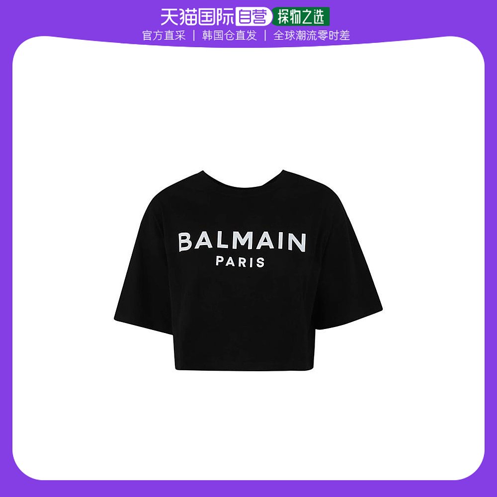 韩国直邮BALMAIN24SS短袖T恤女BF1EE020BB02 094EAB NOIR BLANC