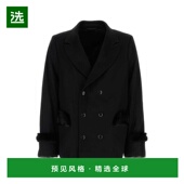 香港直邮Random Identities 男士 1h可退 黑色羊毛混纺大衣 RAN04
