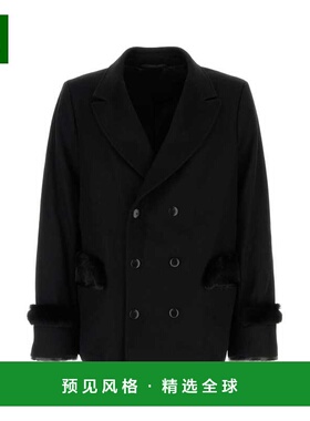 1h可退 香港直邮Random Identities 男士 黑色羊毛混纺大衣 RAN04