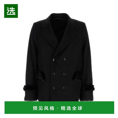 1h可退 香港直邮Random Identities 男士 黑色羊毛混纺大衣 RAN04