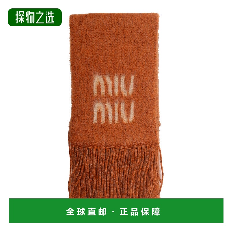 香港直邮Miu Miu 缪缪 女士 橙色马海毛混纺围巾 5FS0622CQD