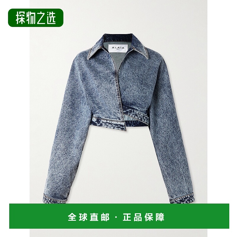 1h可退 香港直邮Alaïa 女士 短款不对称牛仔布夹克 AA9V1093T535A