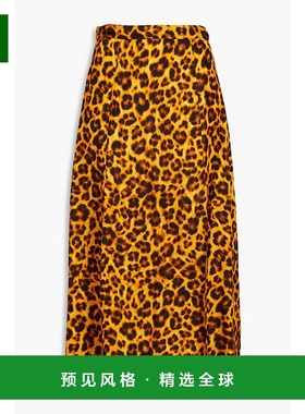 1h可退 香港直邮Sandro 女士 豹纹缎面中长半身裙 SFPJU00820ORAN