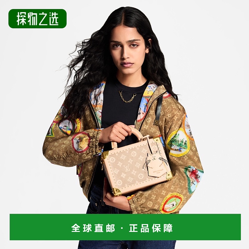 欧洲直邮LV路易威登 米色帆布猫咪造型挂饰单肩包男女通用