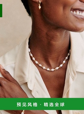 欧洲直邮Sezane 女士白色/金色黄铜/玻璃项链新款