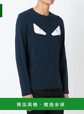 香港直邮Fendi 藏青色长袖T恤 FY07211JF上衣男装