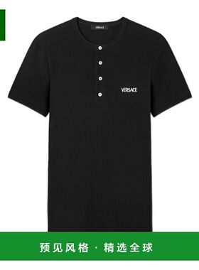 香港直邮Versace Logo罗纹T恤 10196781A09410短袖范思哲男装