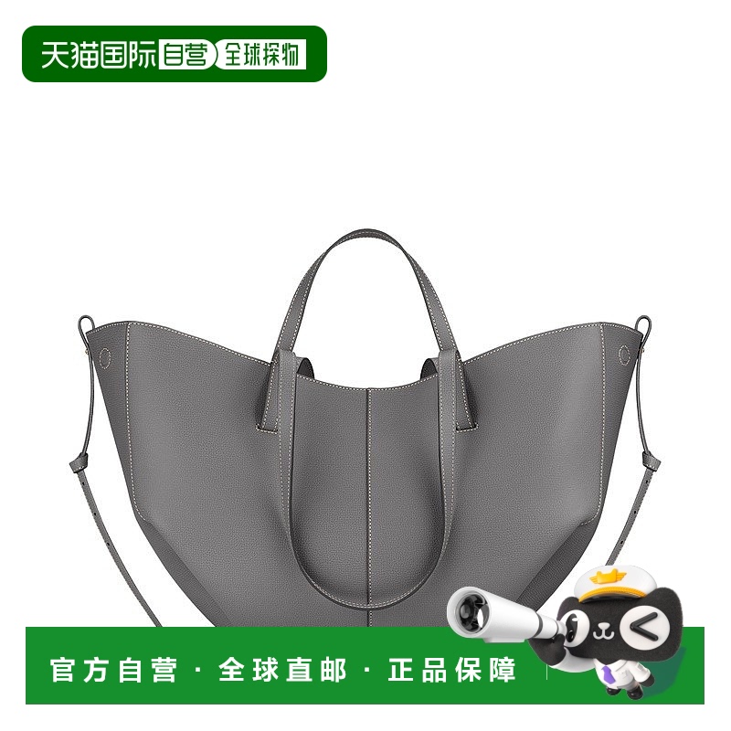 自营欧洲直邮POLENE Cyme女士锡器灰小牛皮手提包