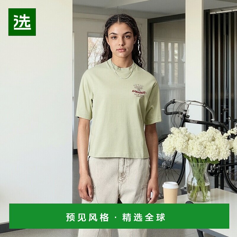 欧洲直邮Carhartt Wip 女士淡橄榄绿棉短袖T恤女款针织女装