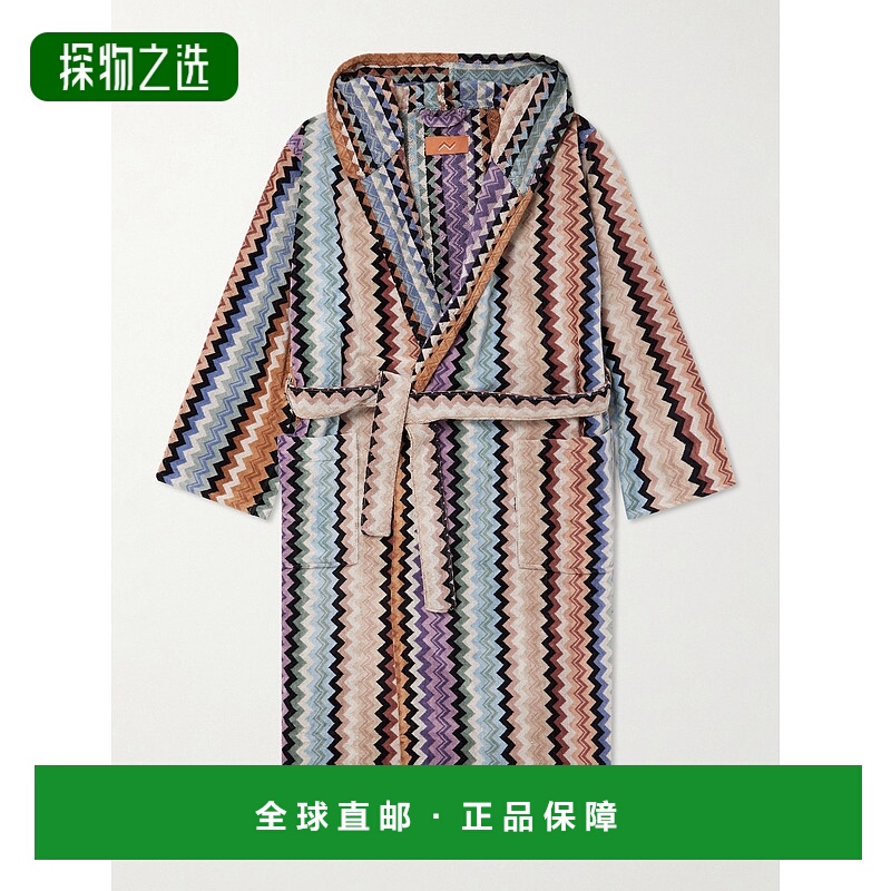 香港直邮MISSONI 米索尼 男士 Adam 条纹棉质厚绒布连帽睡袍 1A3A