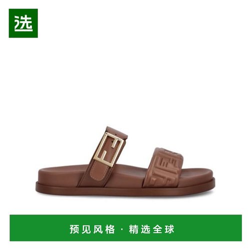 香港直邮Fendi Feel FF 压花双带拖鞋 8X8710ABOH