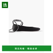 香港直邮Amina 水晶装 Muaddi 1h可退 女士 Ane 饰绸缎芭蕾舞鞋