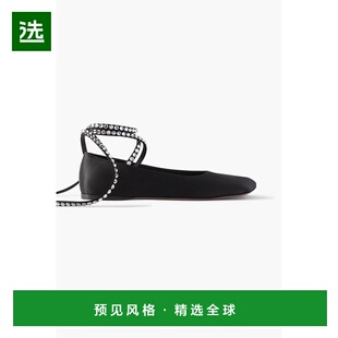 1h可退 香港直邮Amina Muaddi 女士 Ane 水晶装饰绸缎芭蕾舞鞋 AN