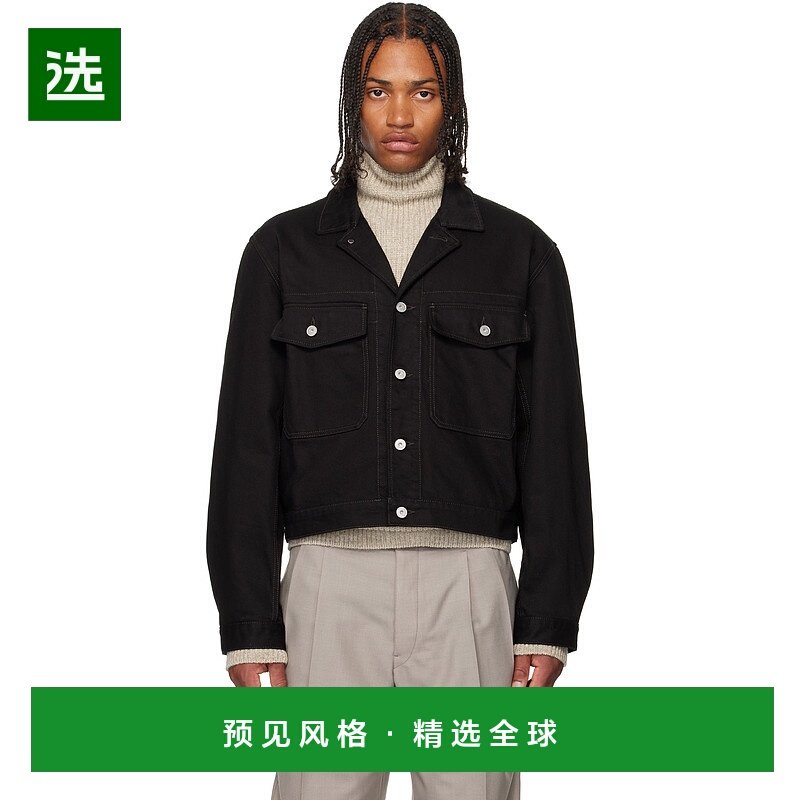 1h可退 香港直邮Lemaire 男士 黑色卡车司机牛仔夹克 OW1188LD105