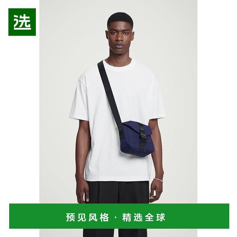 欧洲直邮COS 男士深蓝色聚酯斜挎包新款单肩包