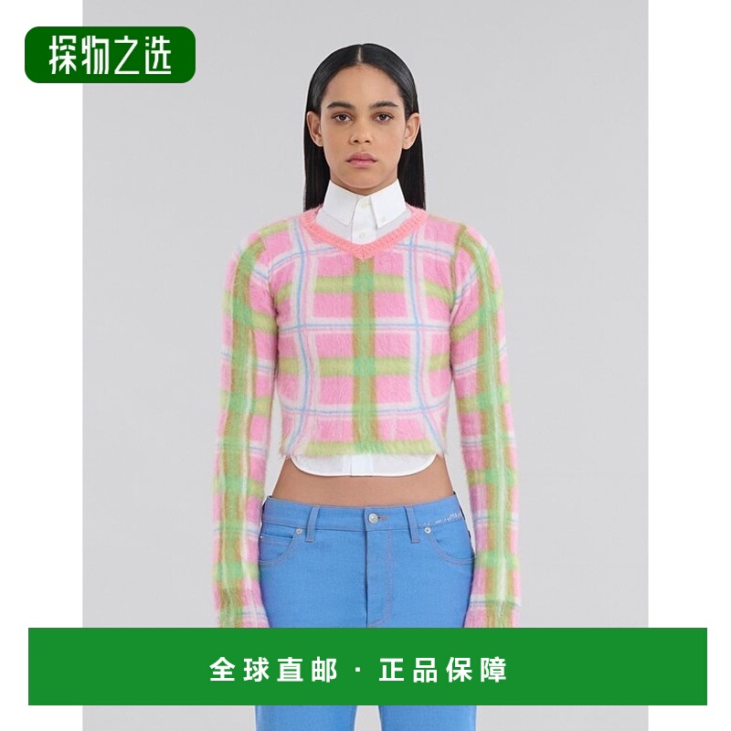香港直邮Marni 格纹短款毛衣 CVMD0122P0UFU169