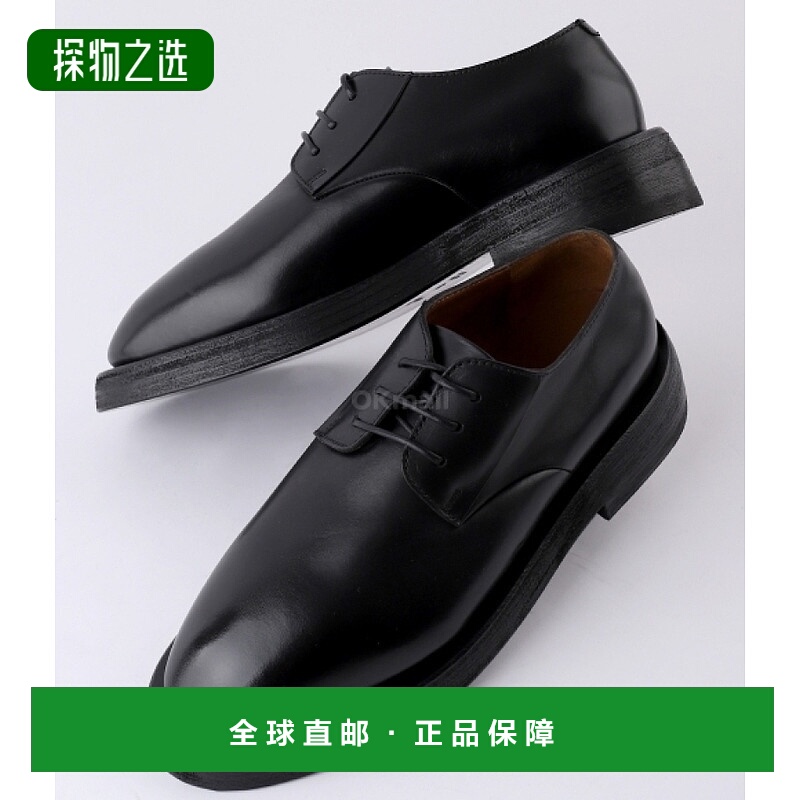 韩国直邮Marsell休闲鞋男款黑色运动圆头牛皮革平跟MM2771118666