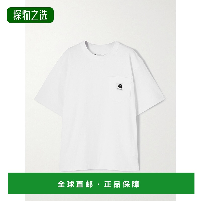 香港直邮Sacai 女士 + Carhartt WIP 嵌花帆布饰边棉针织T恤 2500