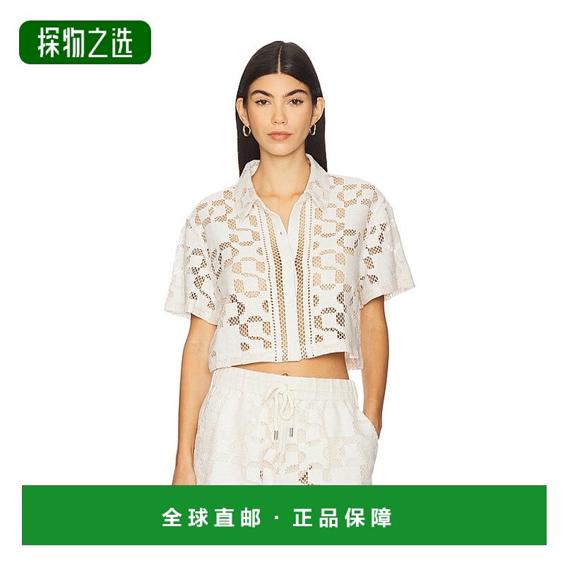 香港直邮Simkhai 女士 Makaia 短款短袖系扣衬衫 3252142SW