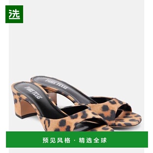 1h可退 香港直邮Paris Texas 女士 Lara 豹纹绒面革凉拖