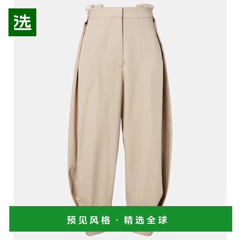香港直邮LOEWE 罗意威 女士 棉质真丝斜纹布膨起长裤休闲裤女装