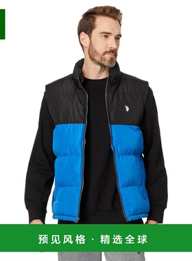 【美国直邮】U S POLO ASSN 拼色羽绒背心 男装羽绒服 轻便保暖
