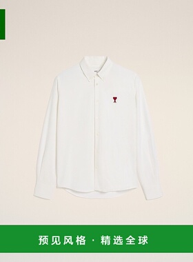 欧洲直邮AMI 白色 Ami de Coeur 棉质纽扣领衬衫纯棉