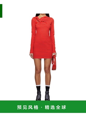 香港直邮MSGM 女士连衣裙 3841MDA0825711518 SS2025 红色 条纹连