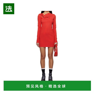 香港直邮MSGM 女士连衣裙 3841MDA0825711518 SS2025 红色 条纹连