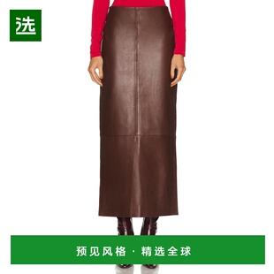 1h可退 香港直邮ST.AGNI 女士 Column 皮革半身裙 S24802RUM