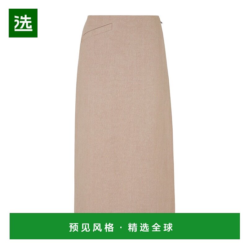 香港直邮Fendi 侧开衩中长裙 FQ7634AUOK女装a字裙图片