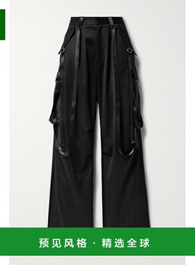 1h可退 香港直邮R13 女士 褶裥羊毛/缎面阔腿工装裤 R13WR220R295