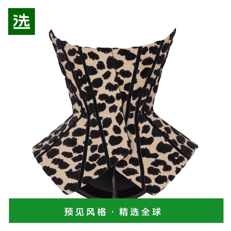 香港直邮Balmain 豹纹紧身性感胸衣 FF1AC655CG06