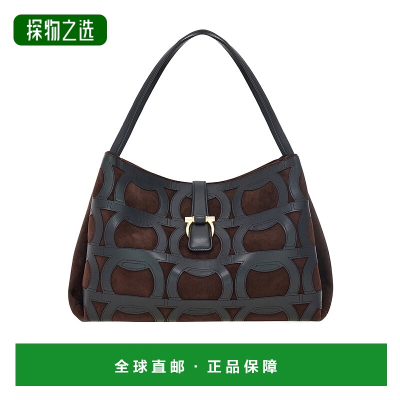 香港直邮Salvatore Ferragamo Gancini 搭扣大号手提袋 21A252