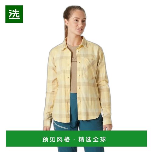 欧洲直邮Helly Hansen 女士黄绿色棉Lokka有机法兰绒长袖衬衫
