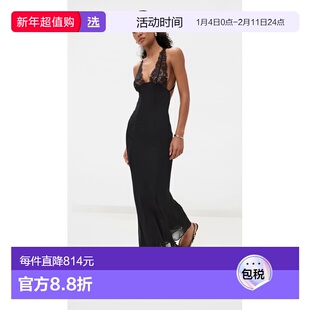 1h可退 香港直邮Danielle Guizio 女士 蕾丝上衣连衣裙 black黑色