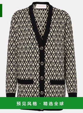 香港直邮valentino 华伦天奴 女士 Toute La V领初剪羊毛提花针织