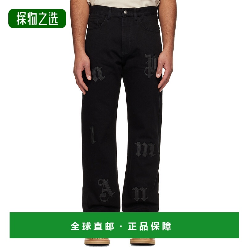 香港直邮Palm Angels 棕榈天使 男士 黑色 Logo Patch Straight