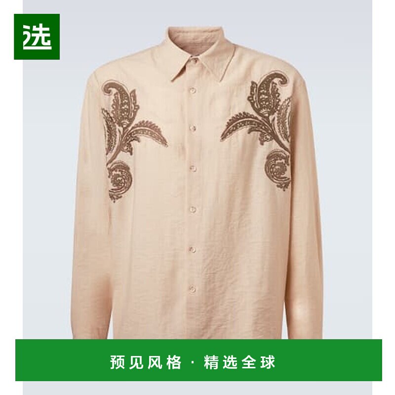 1h可退 香港直邮Commas 男士 刺绣衬衫 beige米色 舒适时尚亚麻