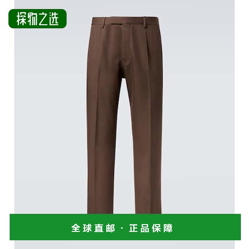 香港直邮zegna 杰尼亚 男士 棉质羊毛直筒长裤 brown棕色 舒适时