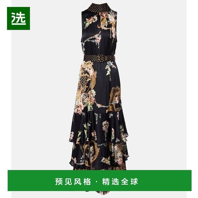 1h可退 香港直邮camilla and marc 女士 束带花朵层叠真丝长款连