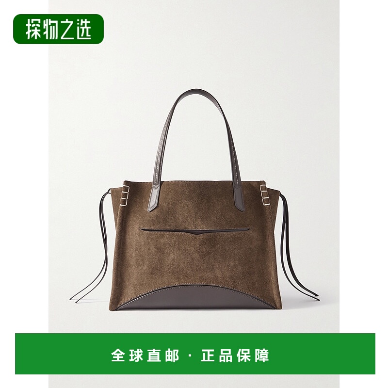 香港直邮J.W. Anderson 女士 Loafer 手提流苏皮革饰边绒面革肩包