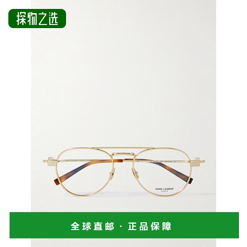 1h可退 香港直邮Saint Laurent 圣罗兰 女士 飞行员镀金光学眼镜