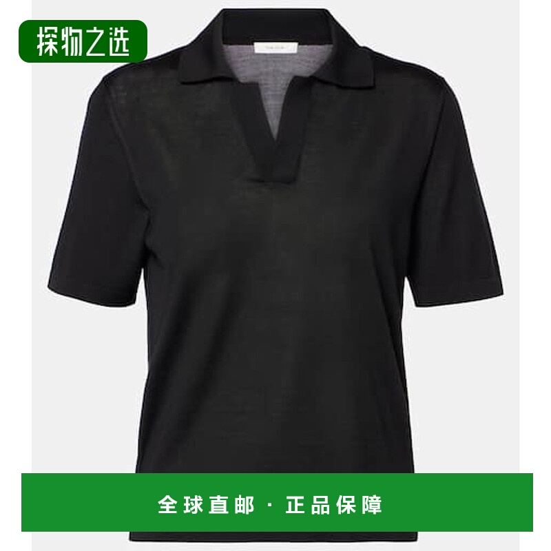 1h可退 香港直邮The Row 女士 Julianna 真丝Polo衫 black黑色 舒
