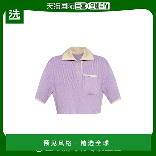 香港直邮Jacquemus 对比色短款针织 Polo 衫 231KN188-2296针织衫