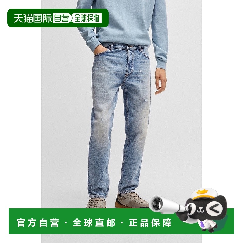 自营欧洲直邮HUGO BOSS雨果HUGO RED锥形牛仔裤 采用硬质蓝色牛仔